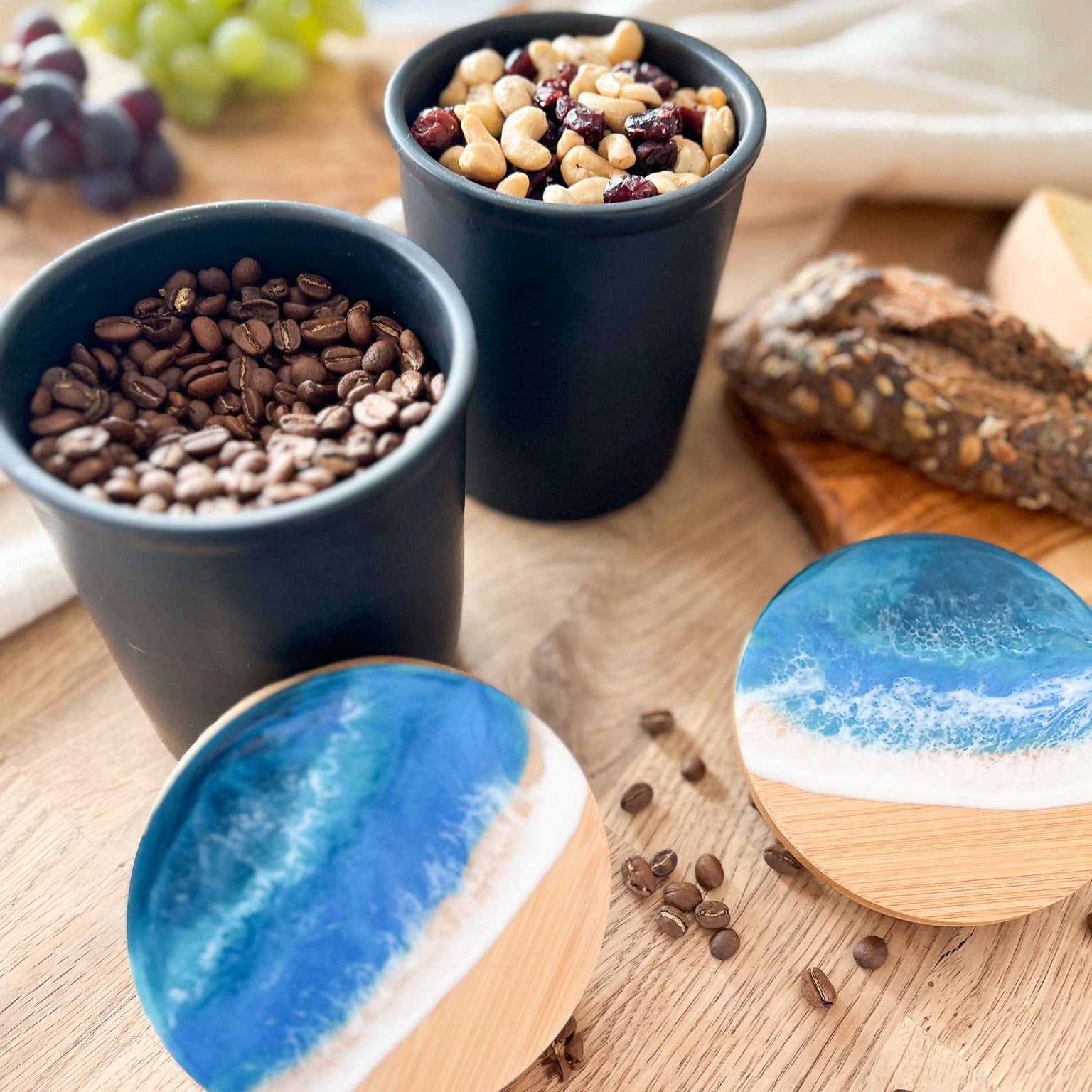 Vorratsdose Keramik mit Holzdeckel