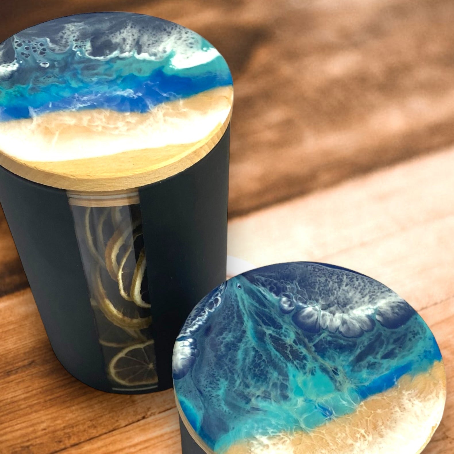 Vorratsglas Schwarz mit Holzdeckel