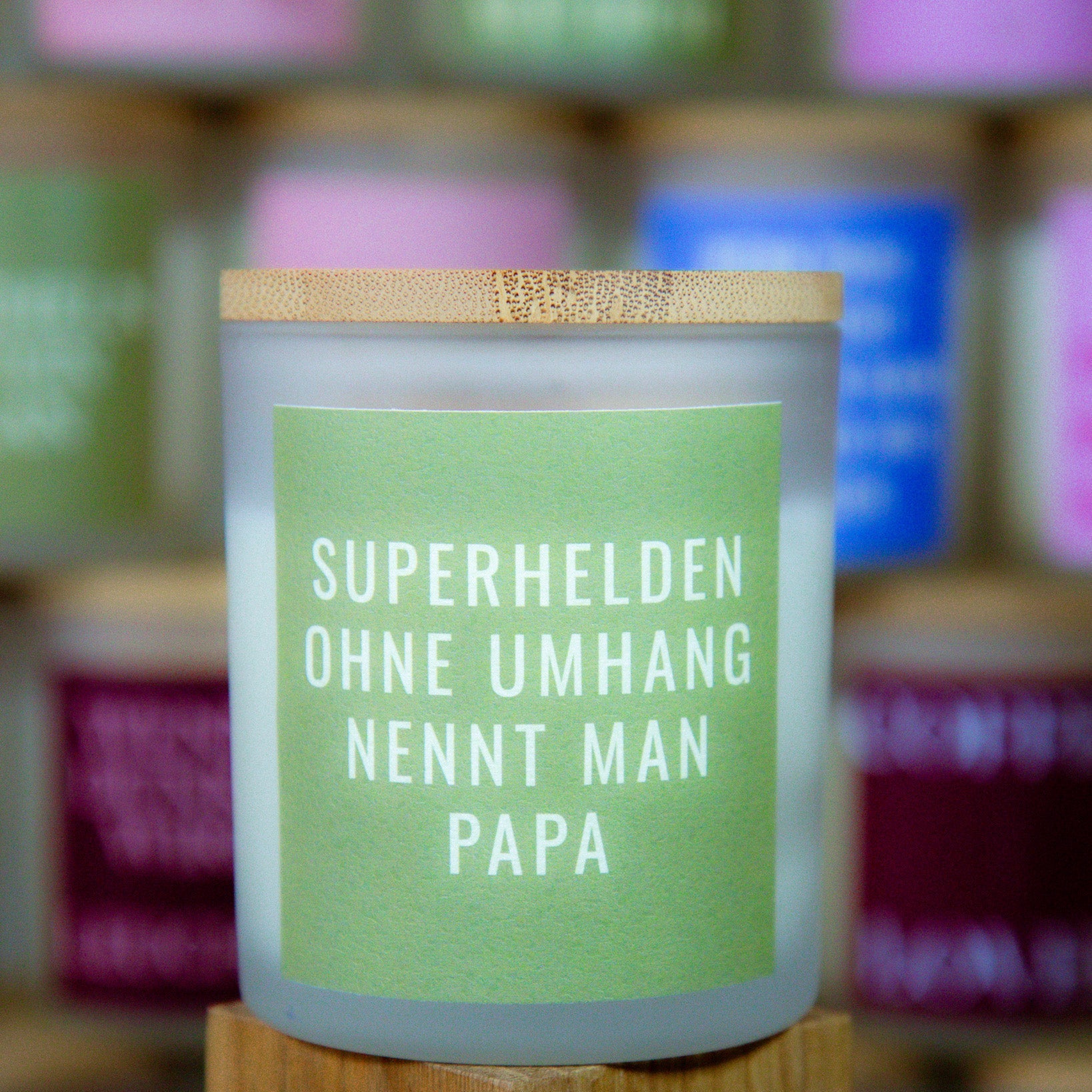 Superhelden Papa - Duftkerze mit Spruch
