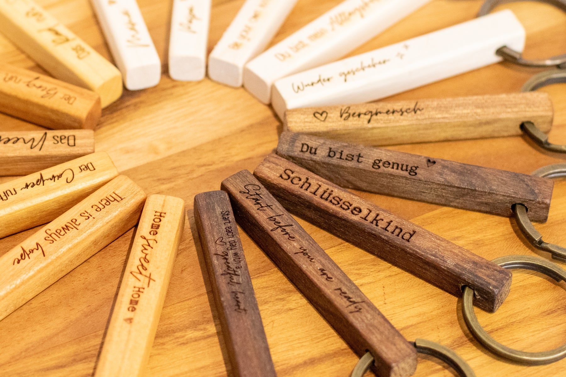 Schlüsselanhänger Holz mit Spruch