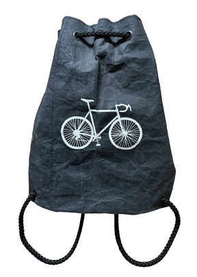 Rucksack / Turnbeutel mit Rennrad - waschbares Papier