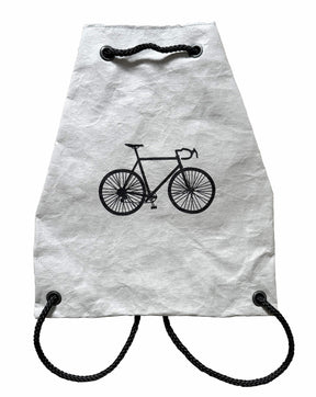 Rucksack / Turnbeutel mit Rennrad - waschbares Papier